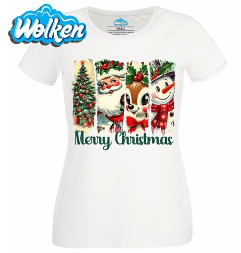 Obrázek produktu Dámské tričko Vintage Vánoce Merry Christmas