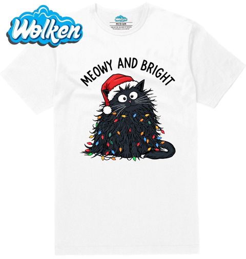 Obrázek produktu Pánské tričko Vánoční Kočka Meowy and Bright