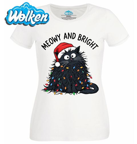 Obrázek produktu Dámské tričko Vánoční Kočka Meowy and Bright