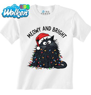 Dětské tričko Vánoční Kočka Meowy and Bright.jpg