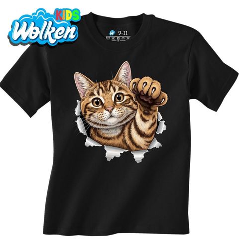 Obrázek produktu Dětské tričko Mourovatá Škrábající Kočka Tabby cat