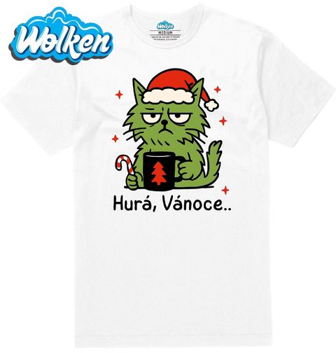 Obrázek produktu Pánské tričko Naštvaná Kočka Grinch Hurá, Vánoce..