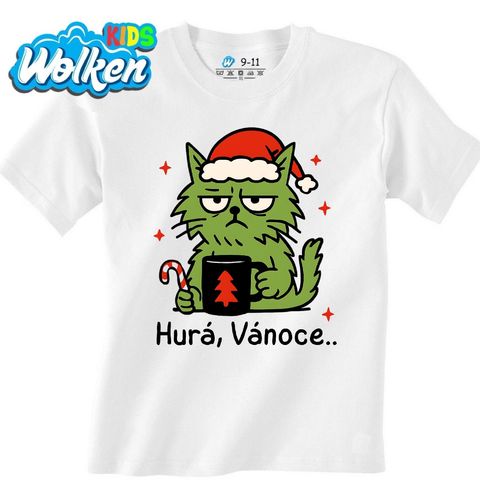 Obrázek produktu Dětské tričko Naštvaná Kočka Grinch Hurá, Vánoce..