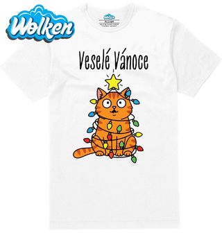 Pánské tričko  Kočka ve Světýlkách Veselé Vánoce.jpg