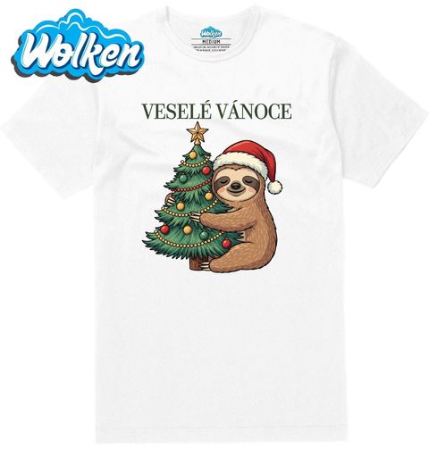 Obrázek produktu Pánské tričko Vánoční Lenochod u Stromečku Veselé Vánoce