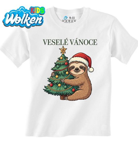 Obrázek produktu Dětské tričko Vánoční Lenochod u Stromečku Veselé Vánoce