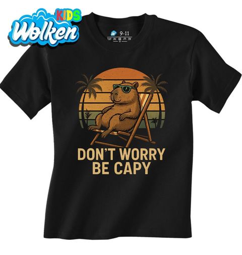 Obrázek produktu Dětské tričko Kapybara na Lehátku Don’t worry, be capy