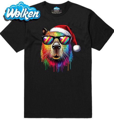 Obrázek produktu Pánské tričko Vánoční Barevná Kapybara v Brýlích