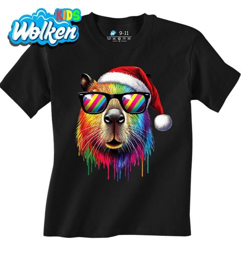 Obrázek produktu Dětské tričko Vánoční Barevná Kapybara v Brýlích