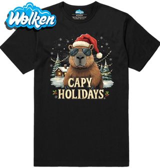 Pánské tričko Santa Kapybara Capy Holidays.jpg