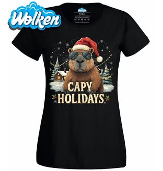 Dámské tričko Santa Kapybara Capy Holidays.jpg