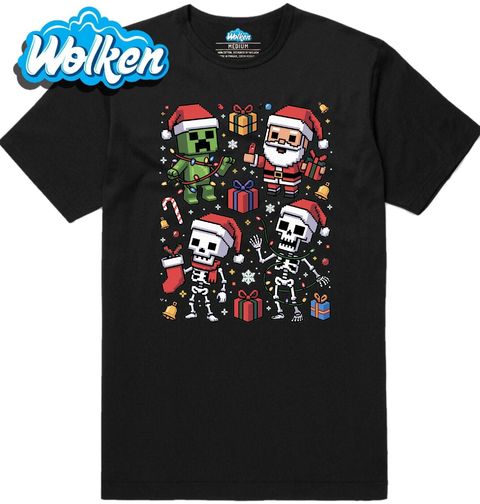 Obrázek produktu Pánské tričko Vánoční Minecraft Santa a Creeper