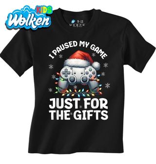 Dětské tričko Pozastavil jsem svou hru jen kvůli dárkům.jpg