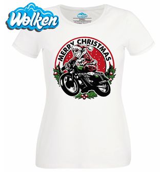 Dámské tričko  Vánoční Santa na Motorce Merry Christmas.jpg