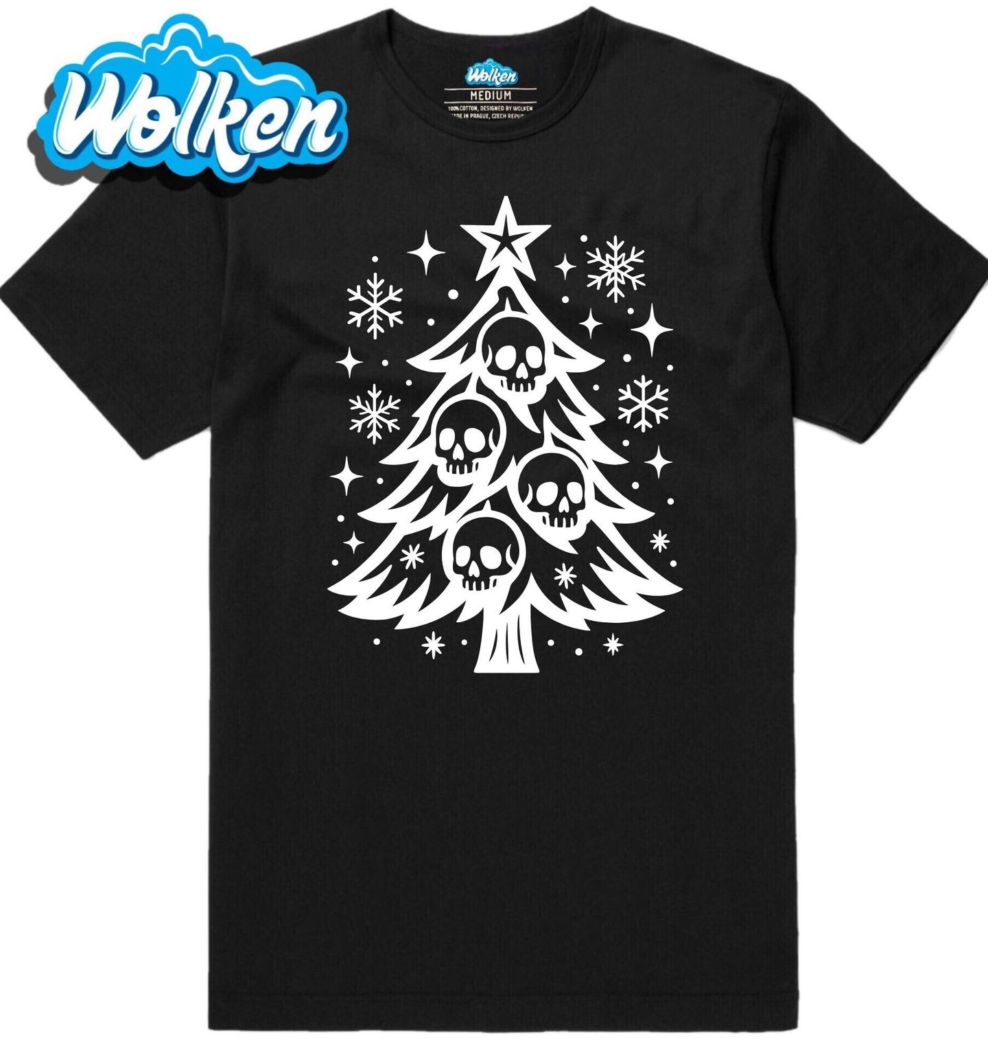 Pánské tričko Vánoční Stromek Ozdobený Lebkami.jpg