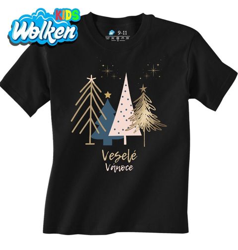 Obrázek produktu Dětské tričko Zlaté Stromky Veselé Vánoce