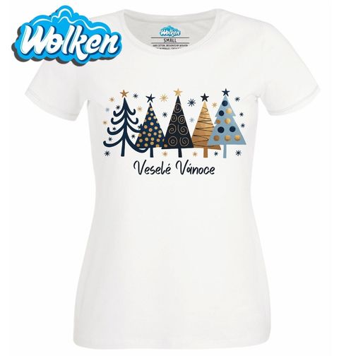 Obrázek produktu Dámské tričko Moderní Stromky Veselé Vánoce