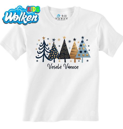 Obrázek produktu Dětské tričko Moderní Stromky Veselé Vánoce