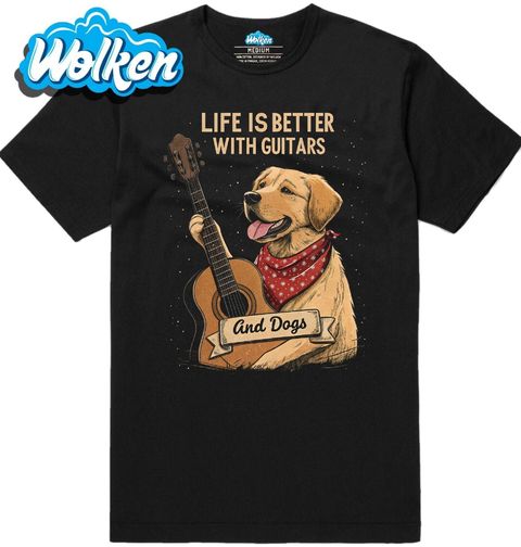 Obrázek produktu Pánské tričko Labrador s Kytarou Life is better with guitars and dogs