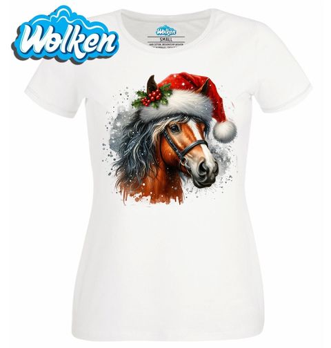 Obrázek produktu Dámské tričko Vánoční Kůň v Čepici