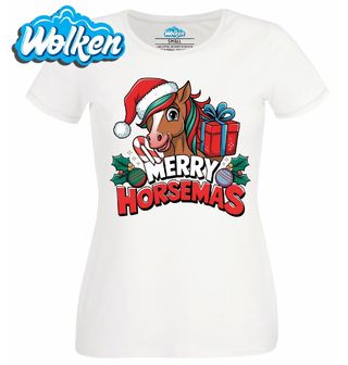 Dámské tričko  Roztomilý Vánoční Kůň Merry Horsemas.jpg