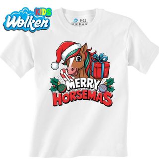 Dětské tričko Roztomilý Vánoční Kůň Merry Horsemas.jpg