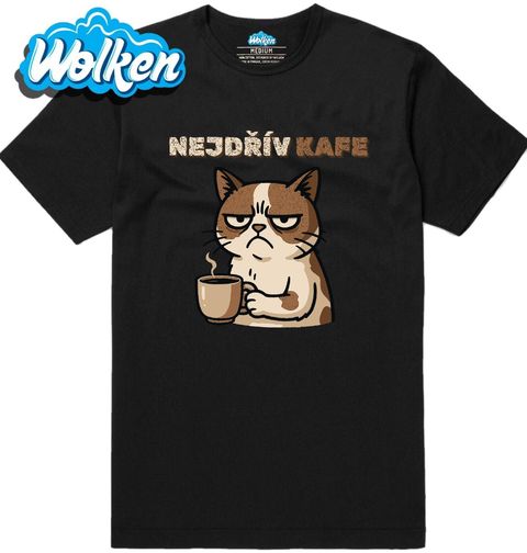 Obrázek produktu Pánské tričko Otrávená Kočka po Ránu Nejdřív kafe