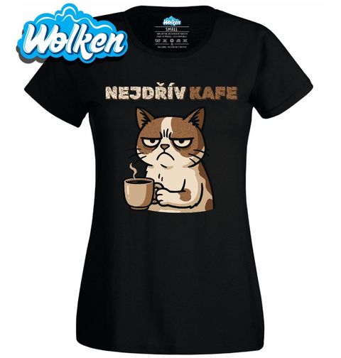Obrázek produktu Dámské tričko Otrávená Kočka po Ránu Nejdřív kafe