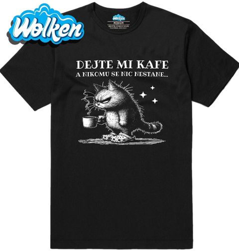 Obrázek produktu Pánské tričko Ospalá Kočka Dejte mi kafe a nikomu se nic nestane...