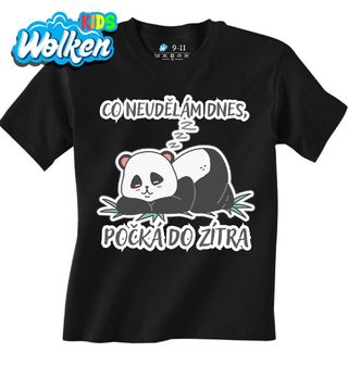 Dětské tričko Spící Panda Co neudělám dnes, počká do zítra.jpg