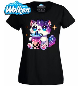 Dámské tričko Vesmírná kočka s Bubble Tea.jpg