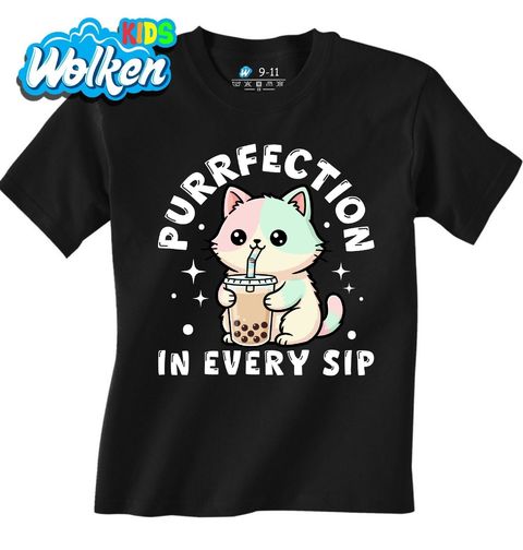 Obrázek produktu Dětské tričko Kočka s Bubble Tea Purrfection in every sip