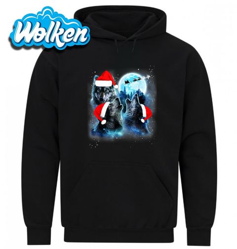 Obrázek produktu Pánská mikina Vánoční Vlci vyjící na Měsíc