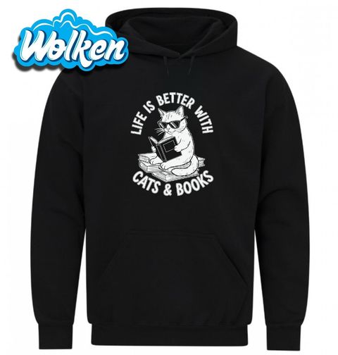 Obrázek produktu Pánská mikina Kočka s Knihou Life is better with cats & books