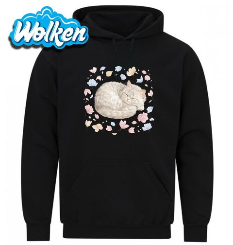 Obrázek produktu Pánská mikina Spící Bílá Kočka mezi Květy