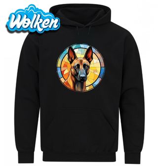 Mikina Belgický ovčák Malinois ve Vitráži Stained Glass.jpg