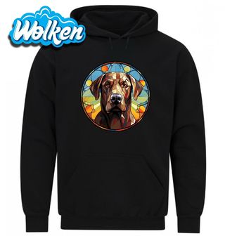 Mikina Hnědý Labrador ve Vitráži Stained Glass.jpg