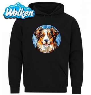 Mikina Miniaturní australský ovčák ve Vitráži Stained Glass.jpg