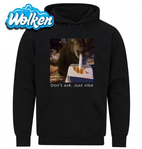 Obrázek produktu Pánská mikina Kočka s Cigaretou Neptej se, jen chilluj