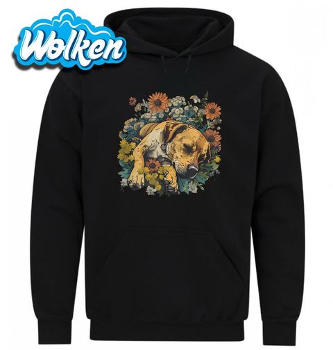 Obrázek produktu Pánská mikina Spící Bulteriér mezi Květinami