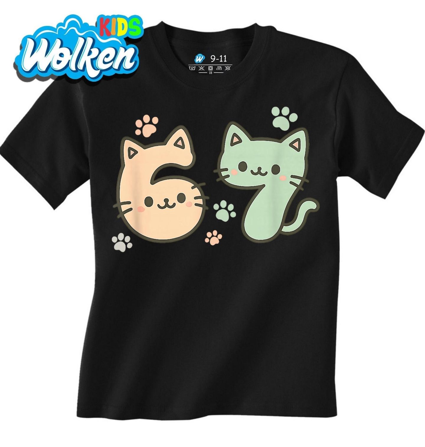 Dětské tričko Kočičí Meme 67 Six Seven.jpg