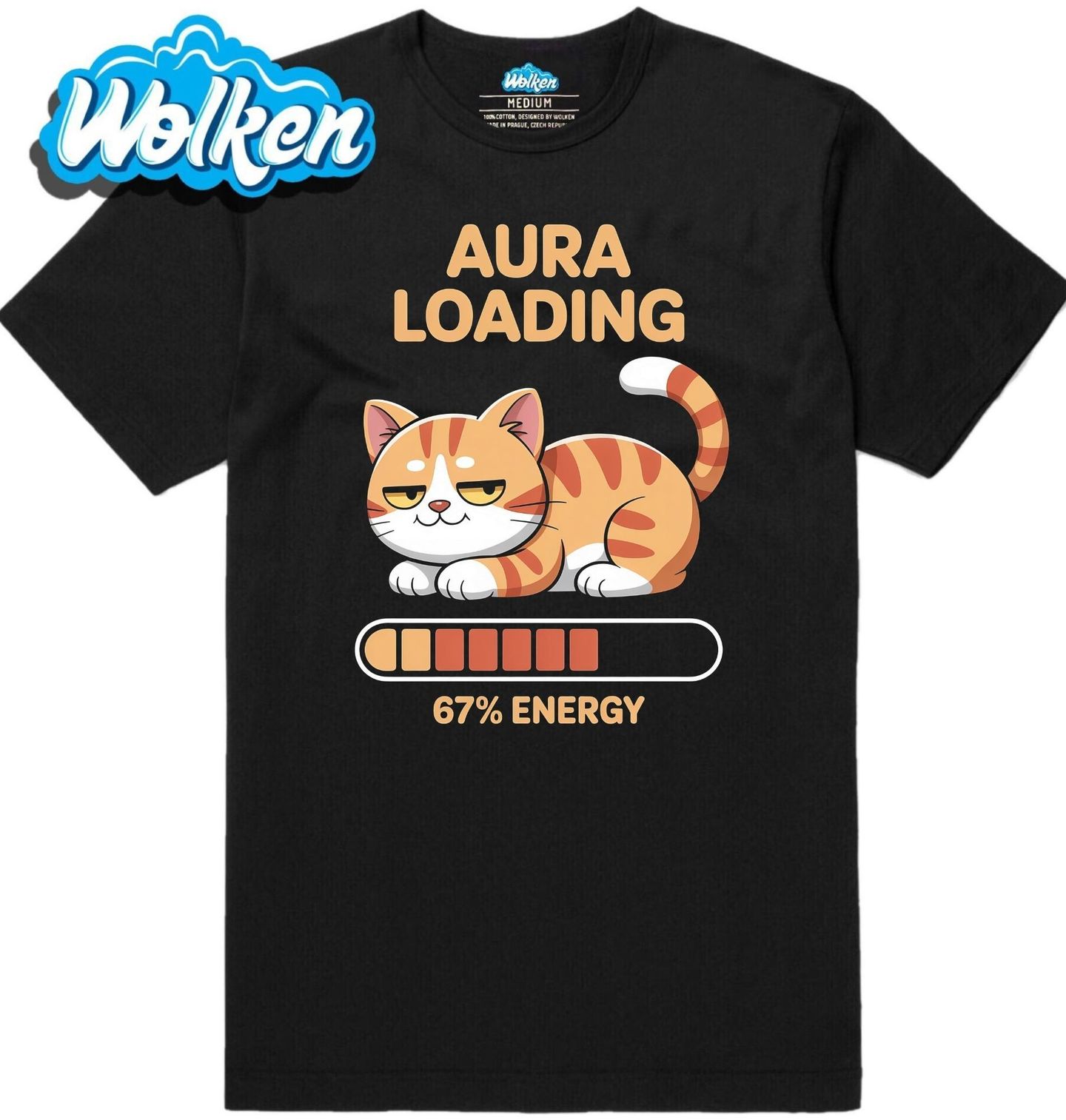 Pánské tričko Meme Kočka Aura Loading 67% Energy Six Seven.jpg