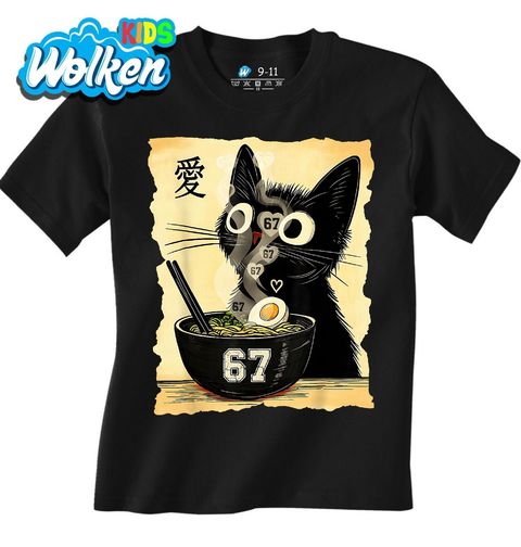 Obrázek produktu Dětské tričko Kočka a Miska Ramenu 67 Six Seven