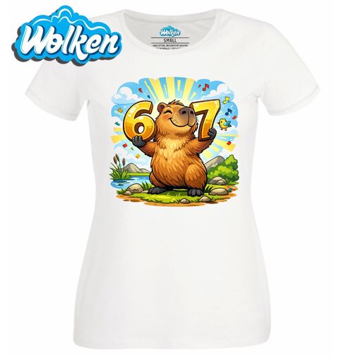Obrázek produktu Dámské tričko Veselá Kapybara 67 Six Seven Meme