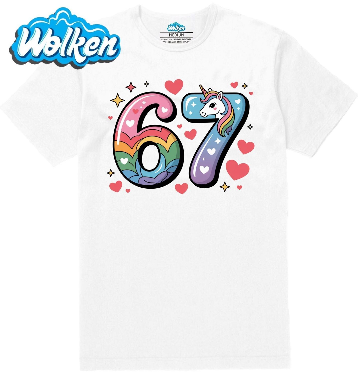 Pánské tričko  Duhový Jednorožec 67 Six Seven Meme.jpg