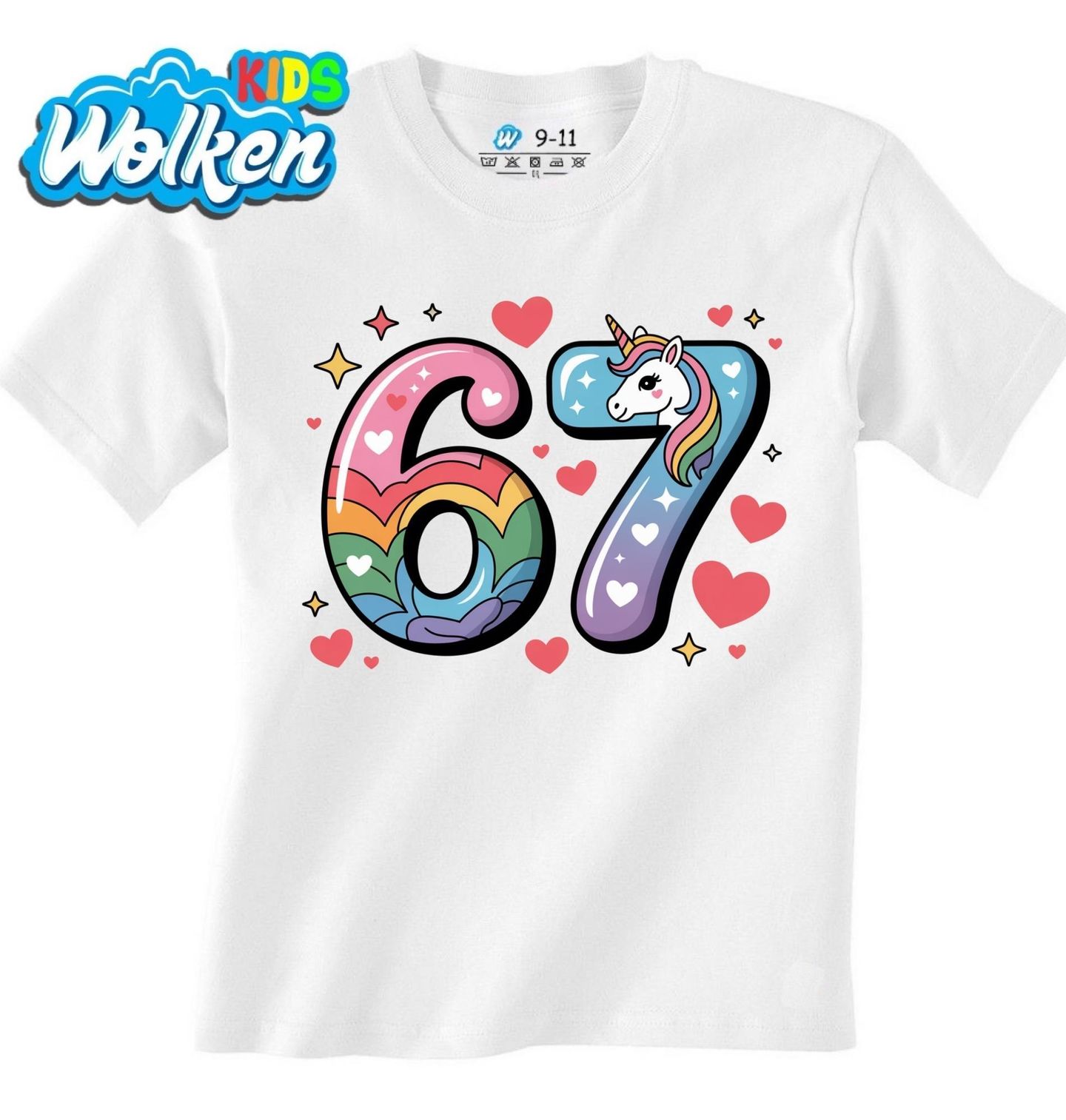 Dětské tričko Duhový Jednorožec 67 Six Seven Meme.jpg