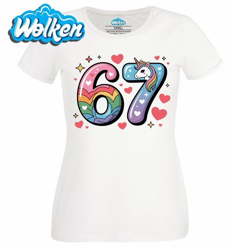 Obrázek produktu Dámské tričko Duhový Jednorožec 67 Six Seven Meme