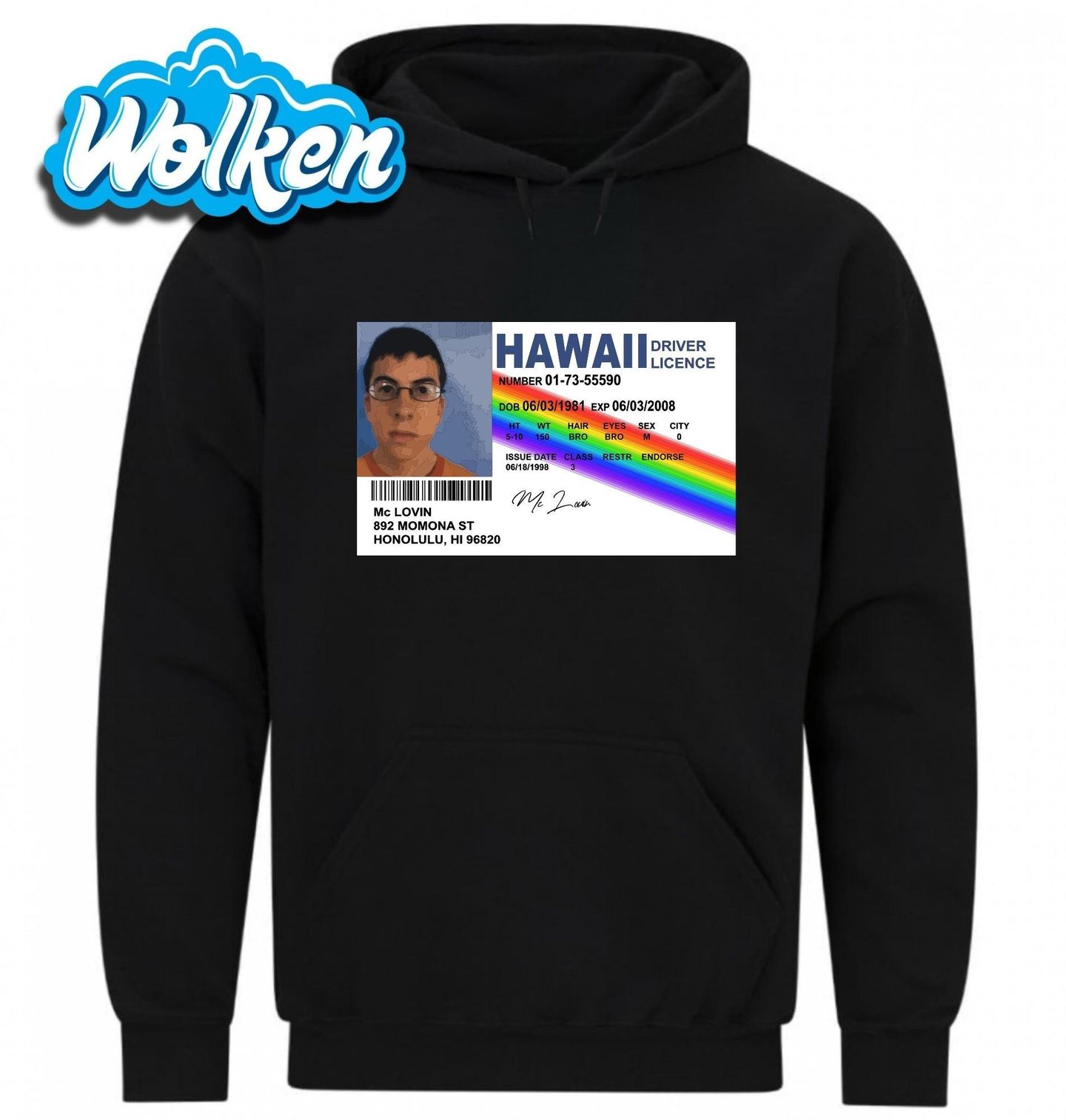 Mikina Havajská Řidičská Licence McLovin Superbad.jpg