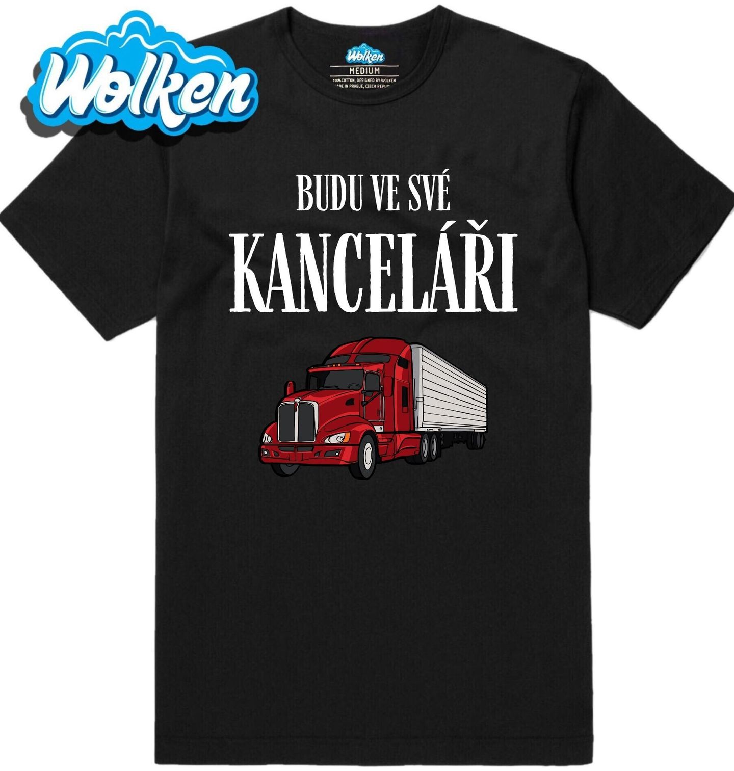 Pánské tričko Kamion Budu ve své kanceláři.jpg