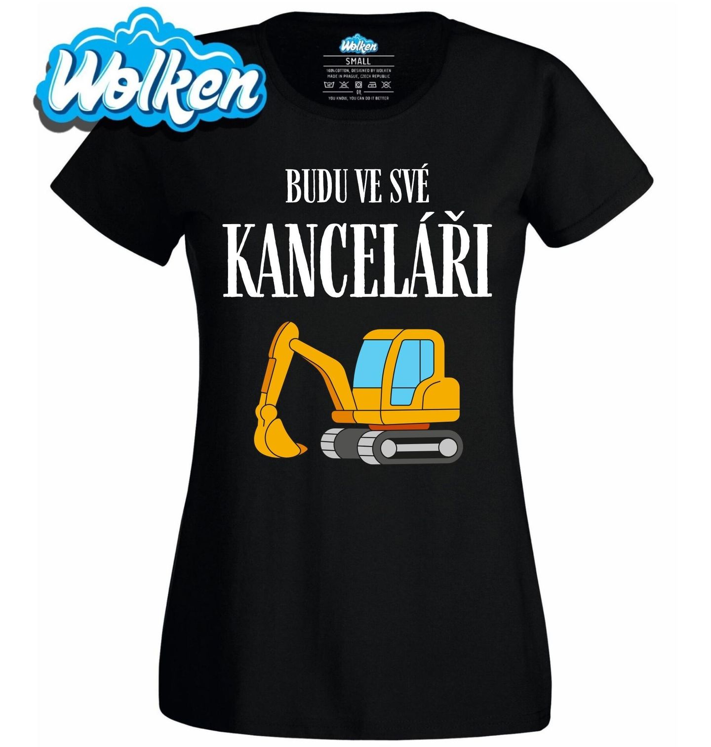 Dámské tričko Bagr Budu ve své kanceláři.jpg